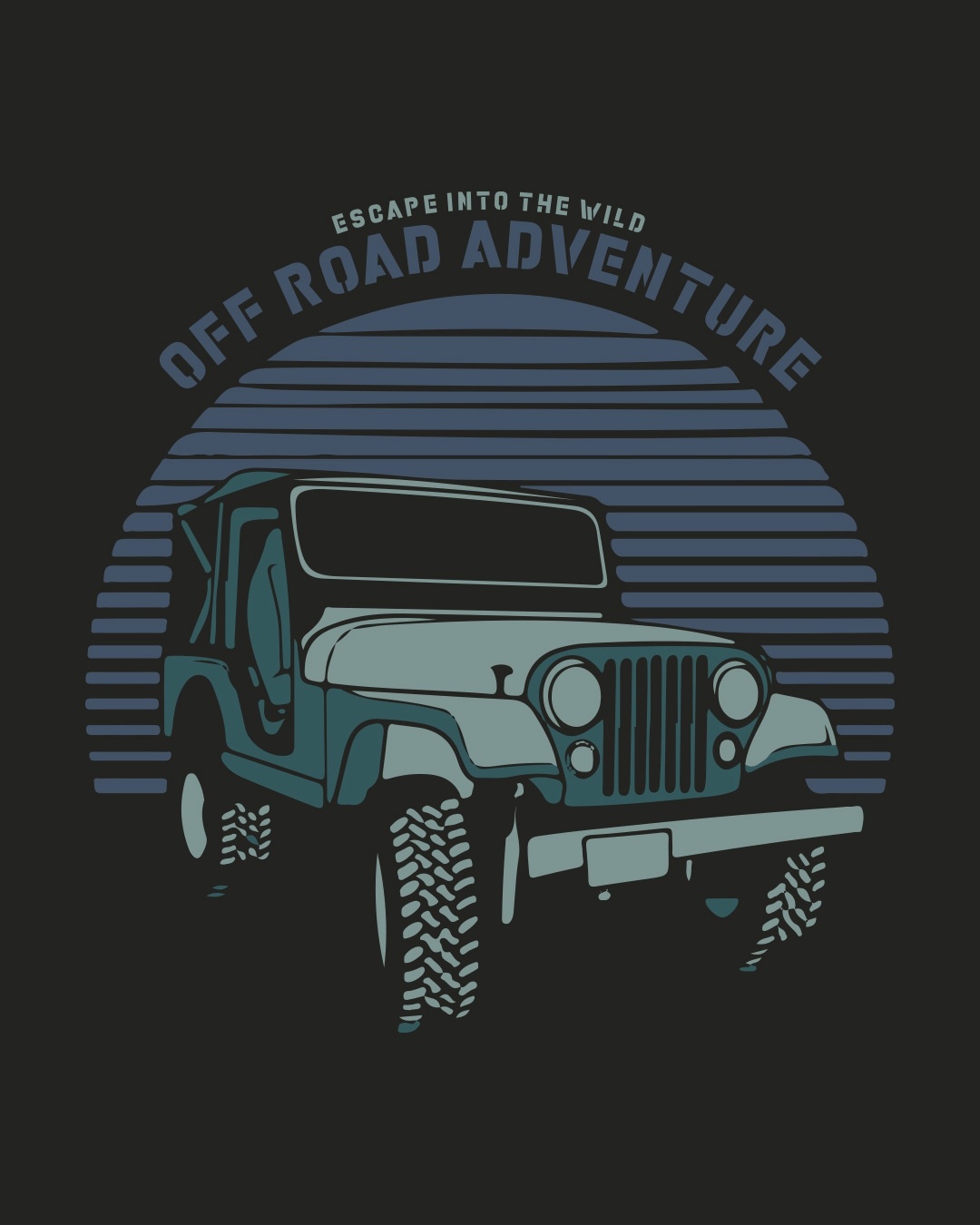 Shop Men's Black Off Road Jeep Graphic Printed T-shirt-Full