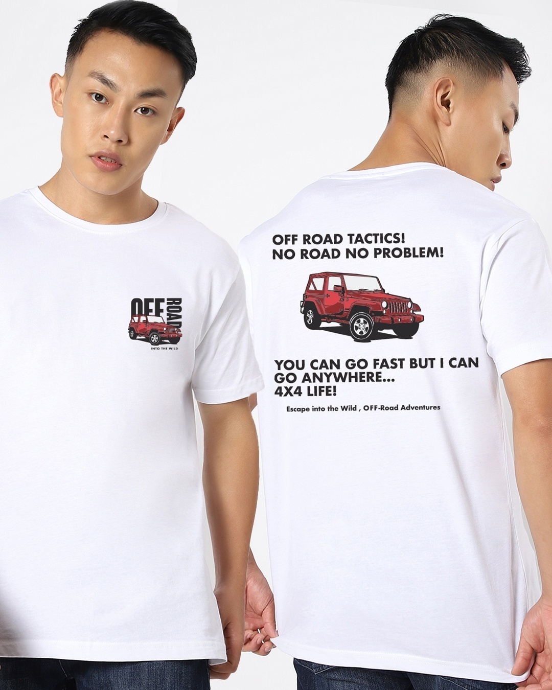 Shop Men's White Off Road Tactics Graphic Printed T-shirt-Front