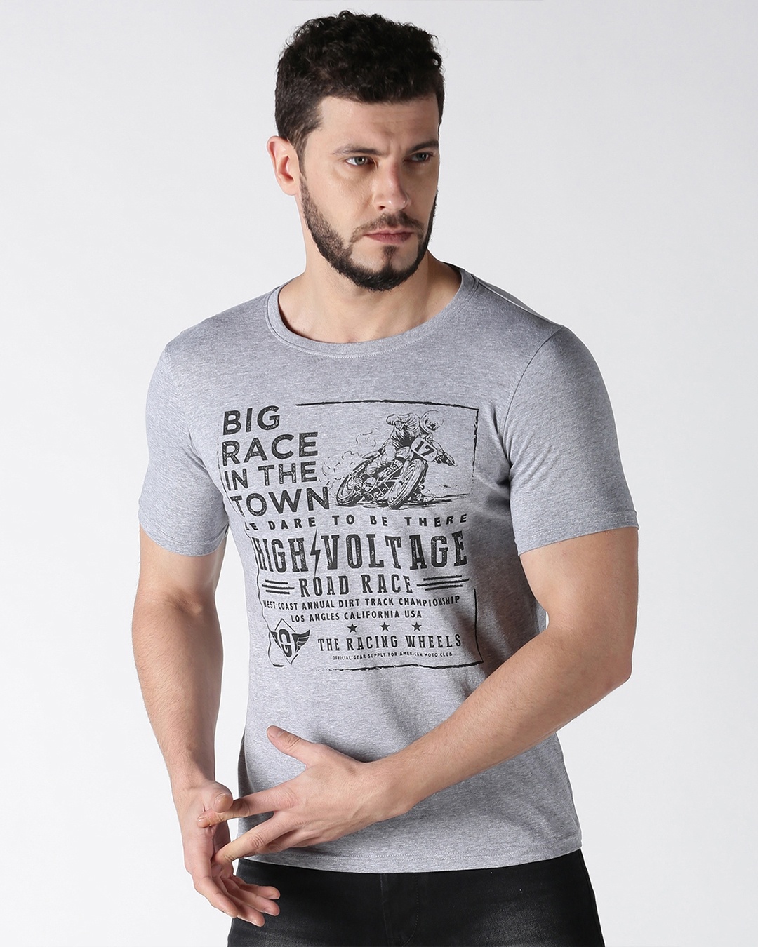 Shop M Grey Medium Size T Shirts-Front