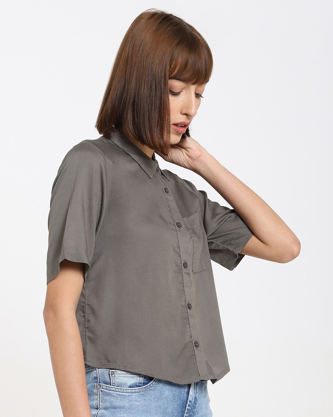 Shop Olive Half Sleeves Women's Shirt-Design