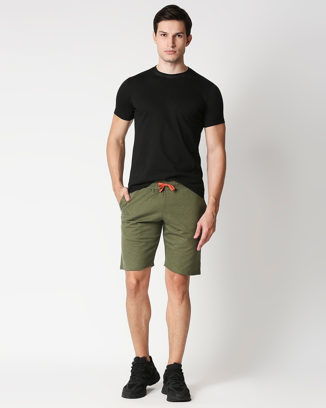 Buy Olive Melange Men Shorts for Men green Online at Bewakoof