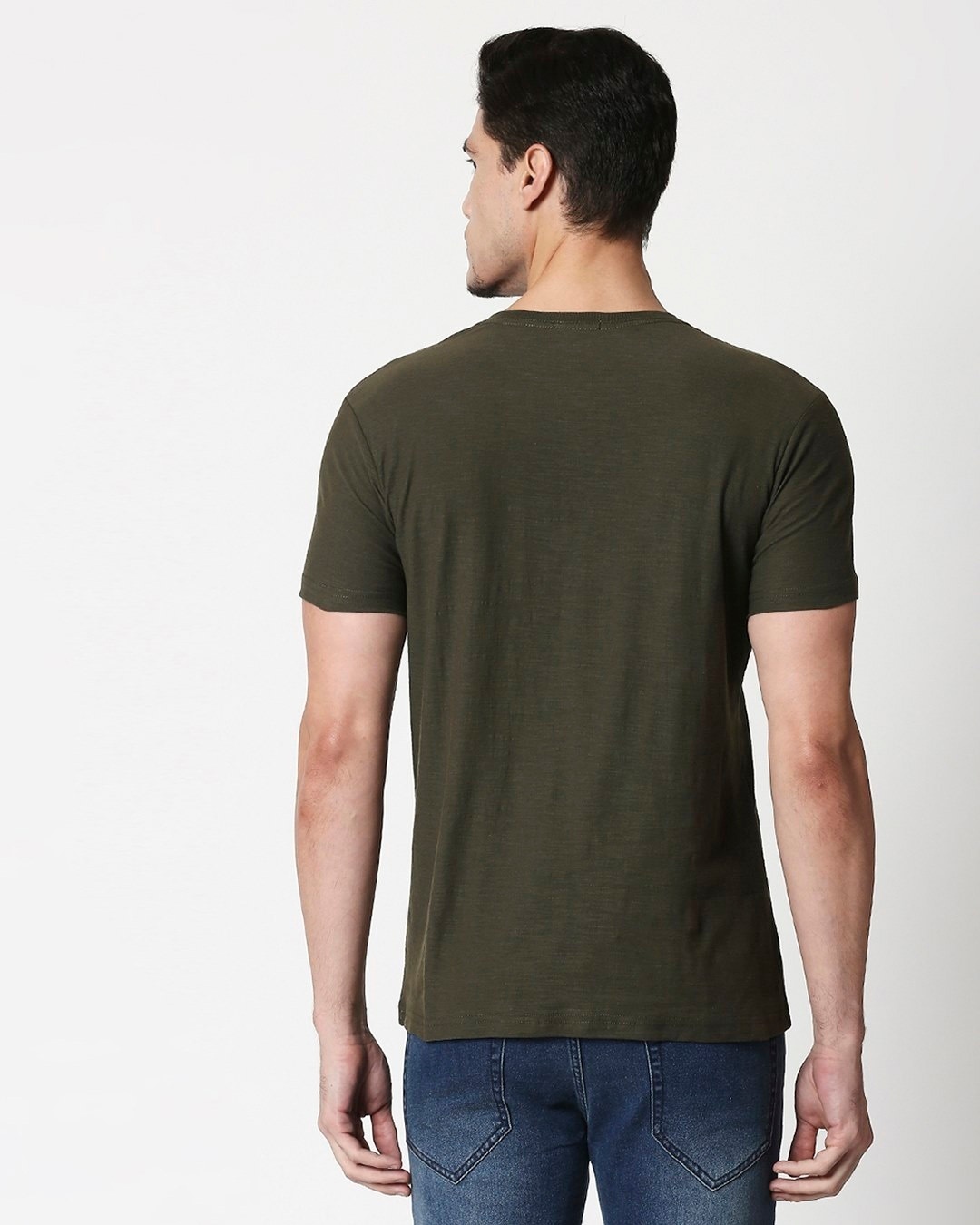 Shop Olive Slub Half Sleeve Henley T-Shirt-Design