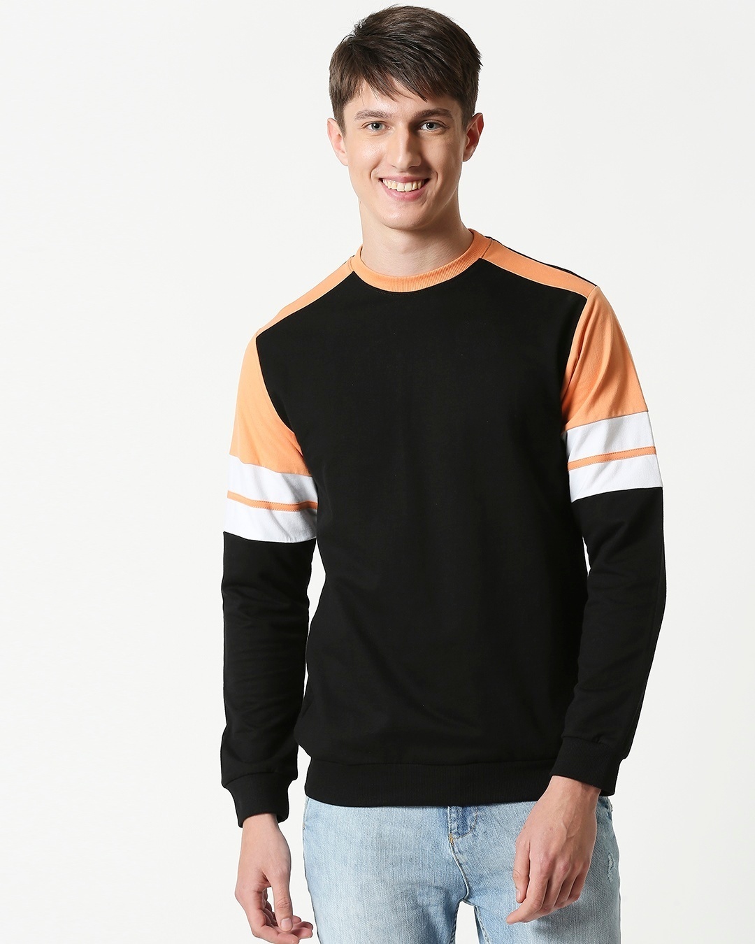 Shop Orange Rush Colorblock Fleece Sweatshirt-Back