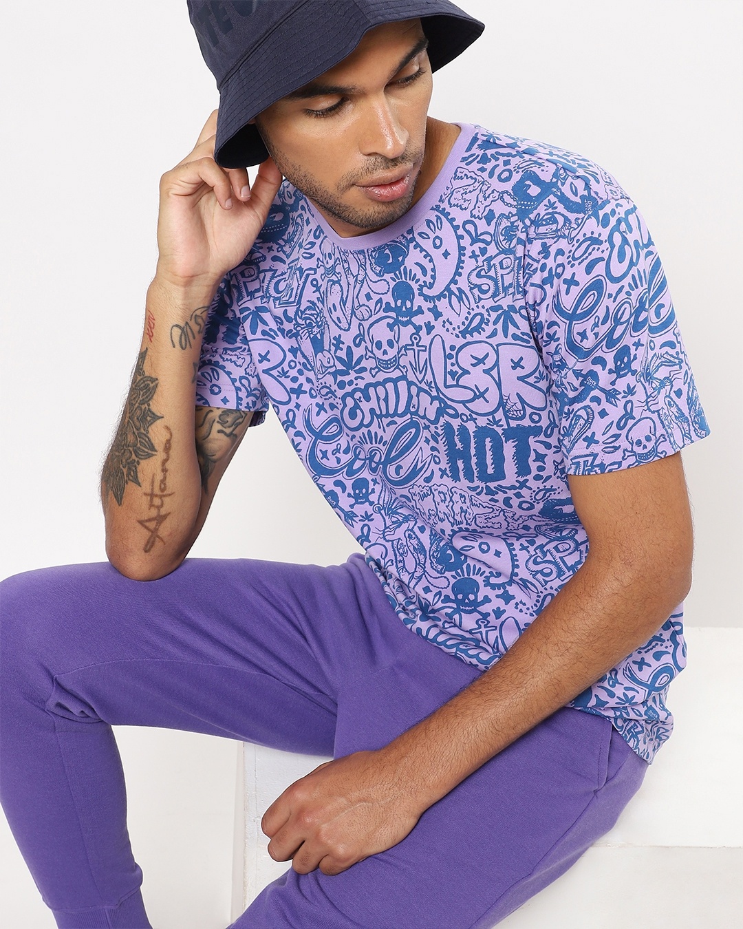 Men's Purple All Over Printed T-shirt