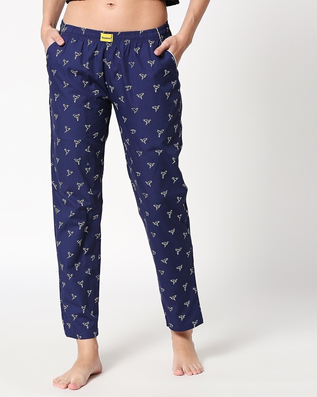 Shop Women's Blue All Over Bird Printed Pyjamas-Back