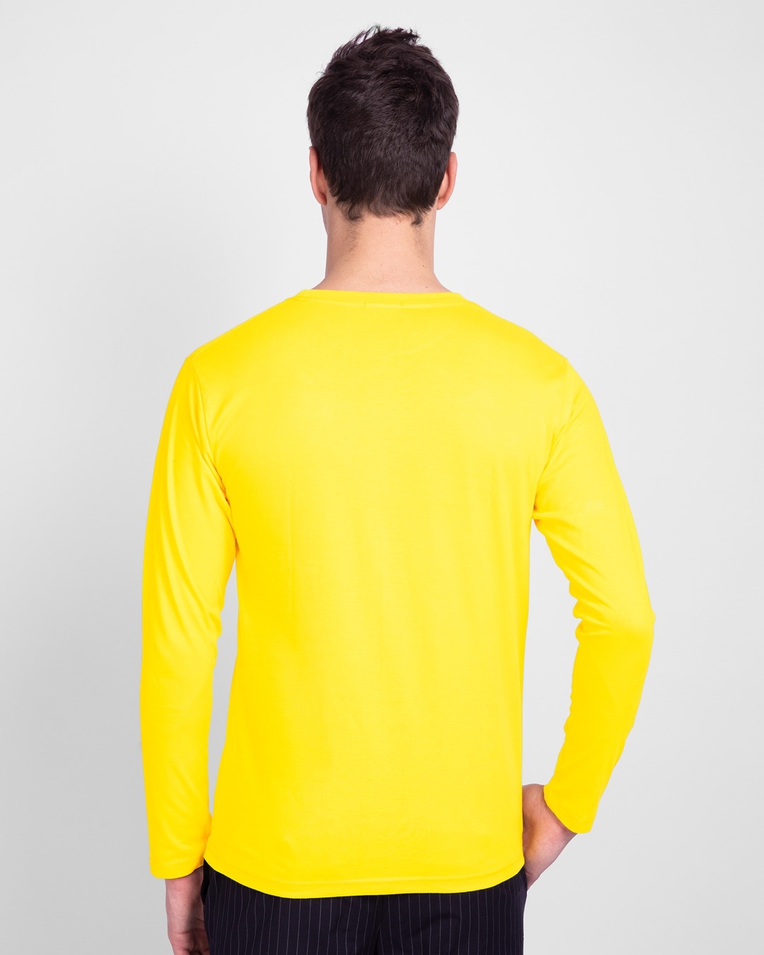 Shop Overrated Full Sleeve T-Shirt (DL) Pineapple Yellow-Back