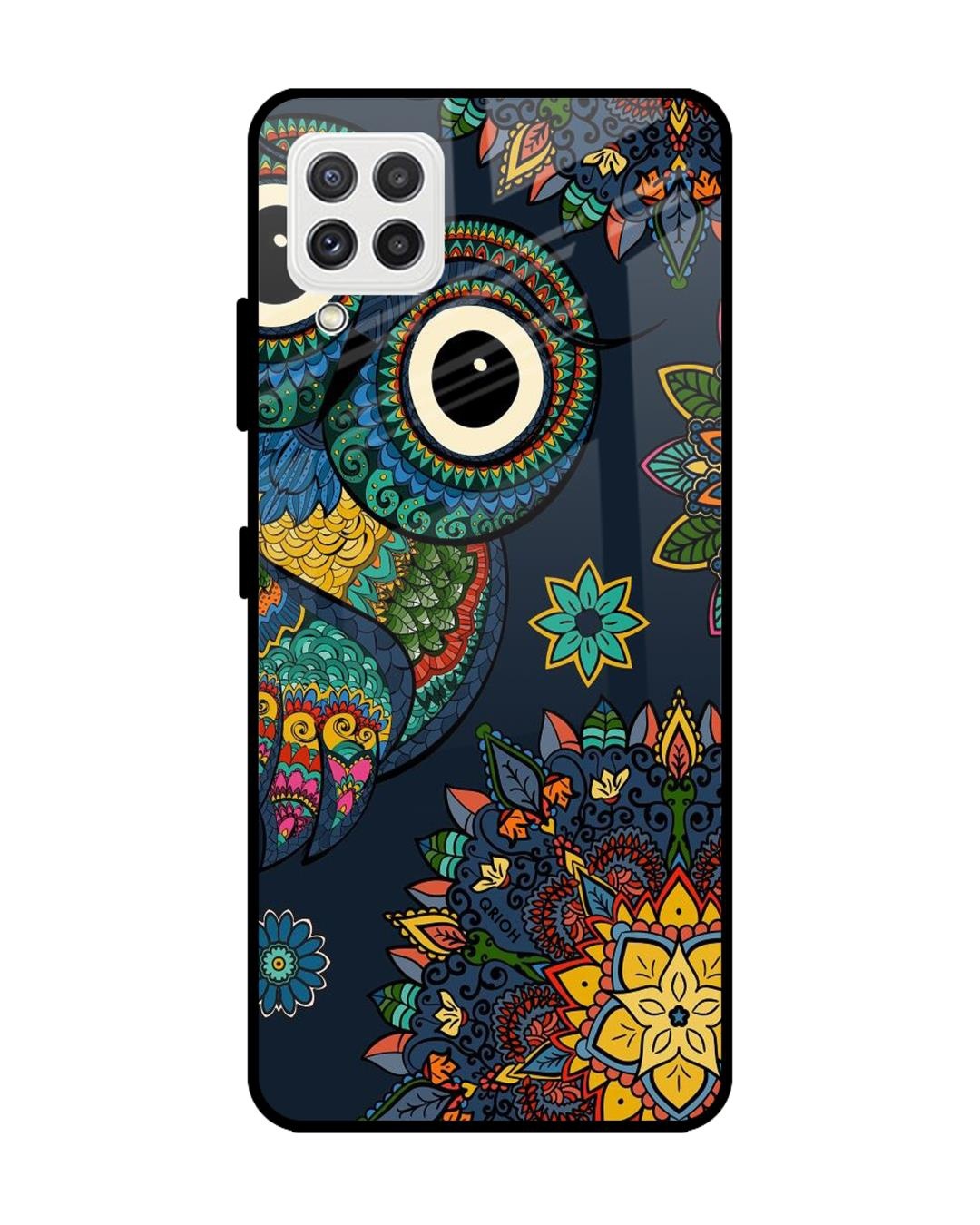 Shop Owl Art Printed Premium Glass Cover For  A22(Impact Resistant, Matte Finish)-Back
