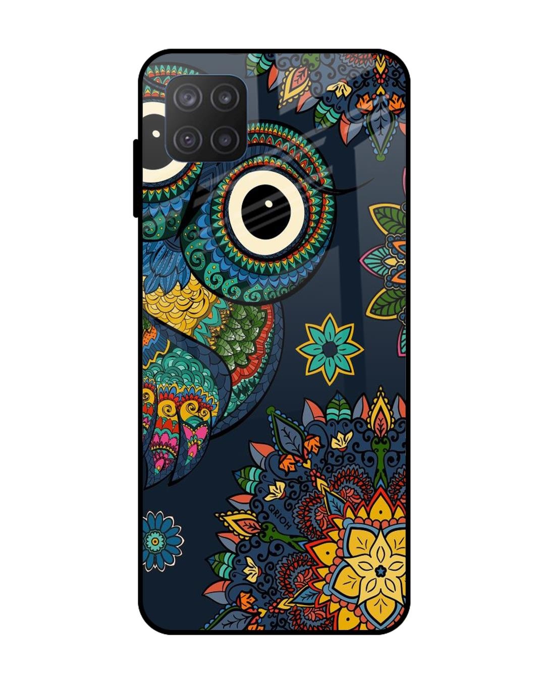 Shop Owl Art Printed Premium Glass Cover For  M12(Impact Resistant, Matte Finish)-Back