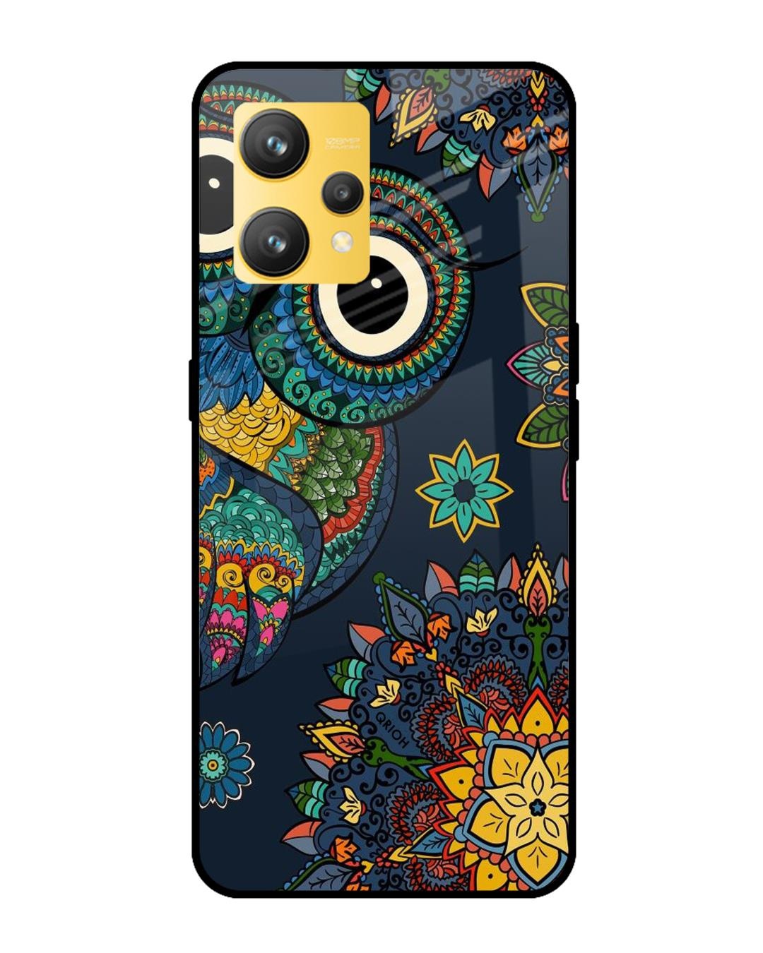 Shop Owl Art Printed Premium Glass Cover for Realme 9 4G (Shock Proof, Scratch Resistant)-Front
