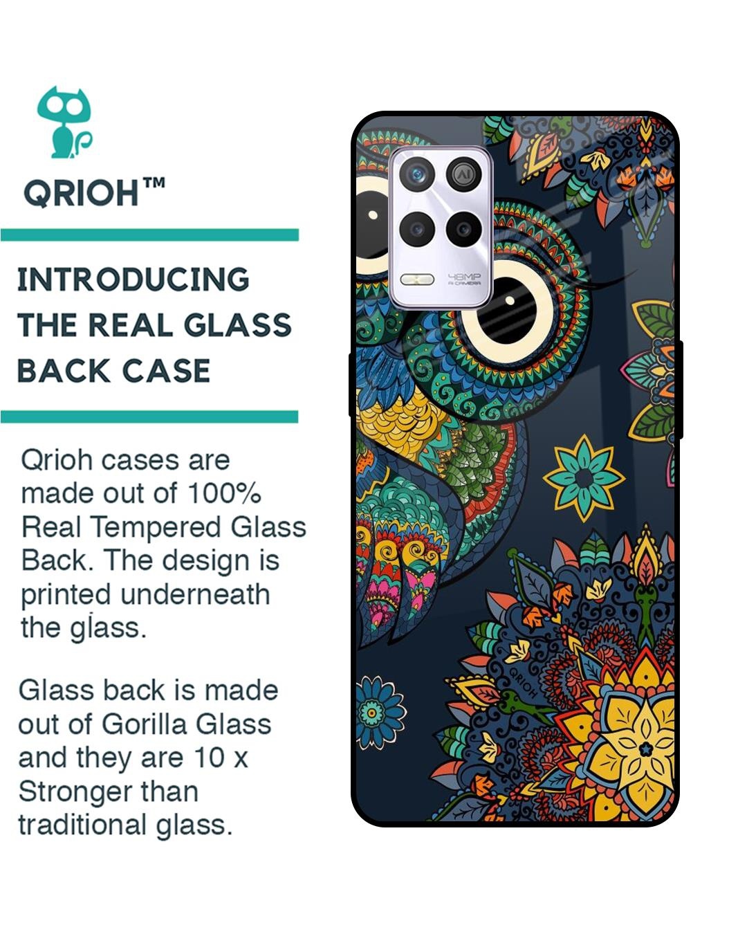 Shop Owl Art Printed Premium Glass Cover for Realme 9 5G (Shock Proof, Scratch Resistant)-Back