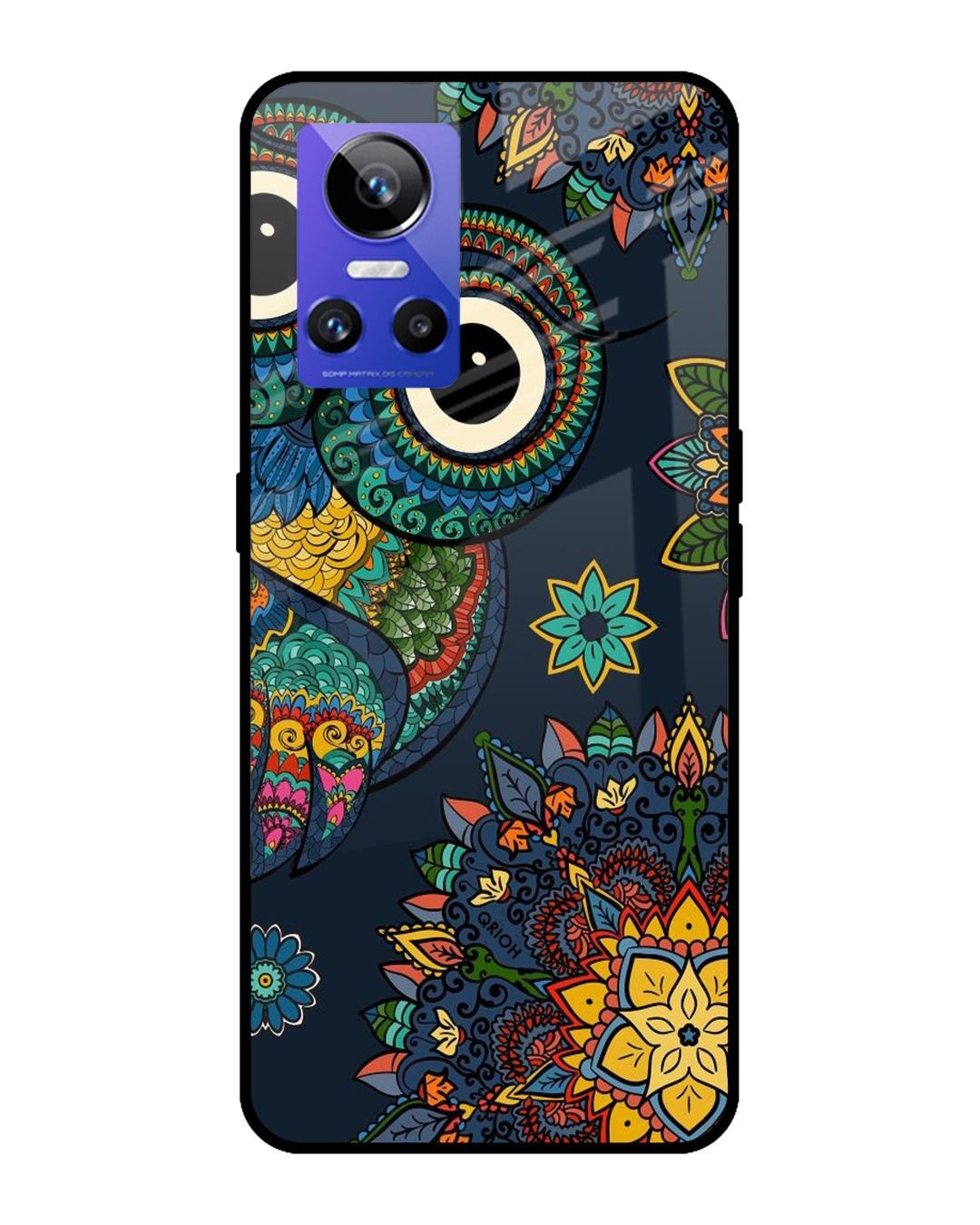 Shop Owl Art Printed Premium Glass Cover for Realme GT Neo 3 (Shock Proof, Scratch Resistant)-Front