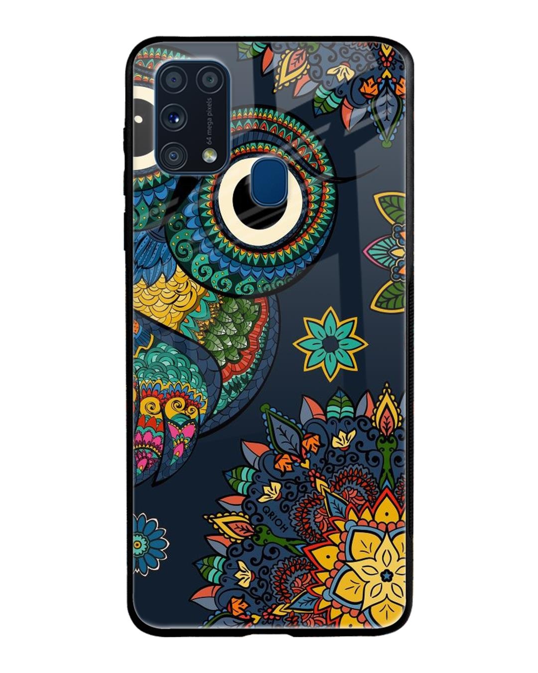 Shop Owl Art Printed Premium Glass Cover For Samsung Galaxy M31(Impact Resistant, Matte Finish)-Back