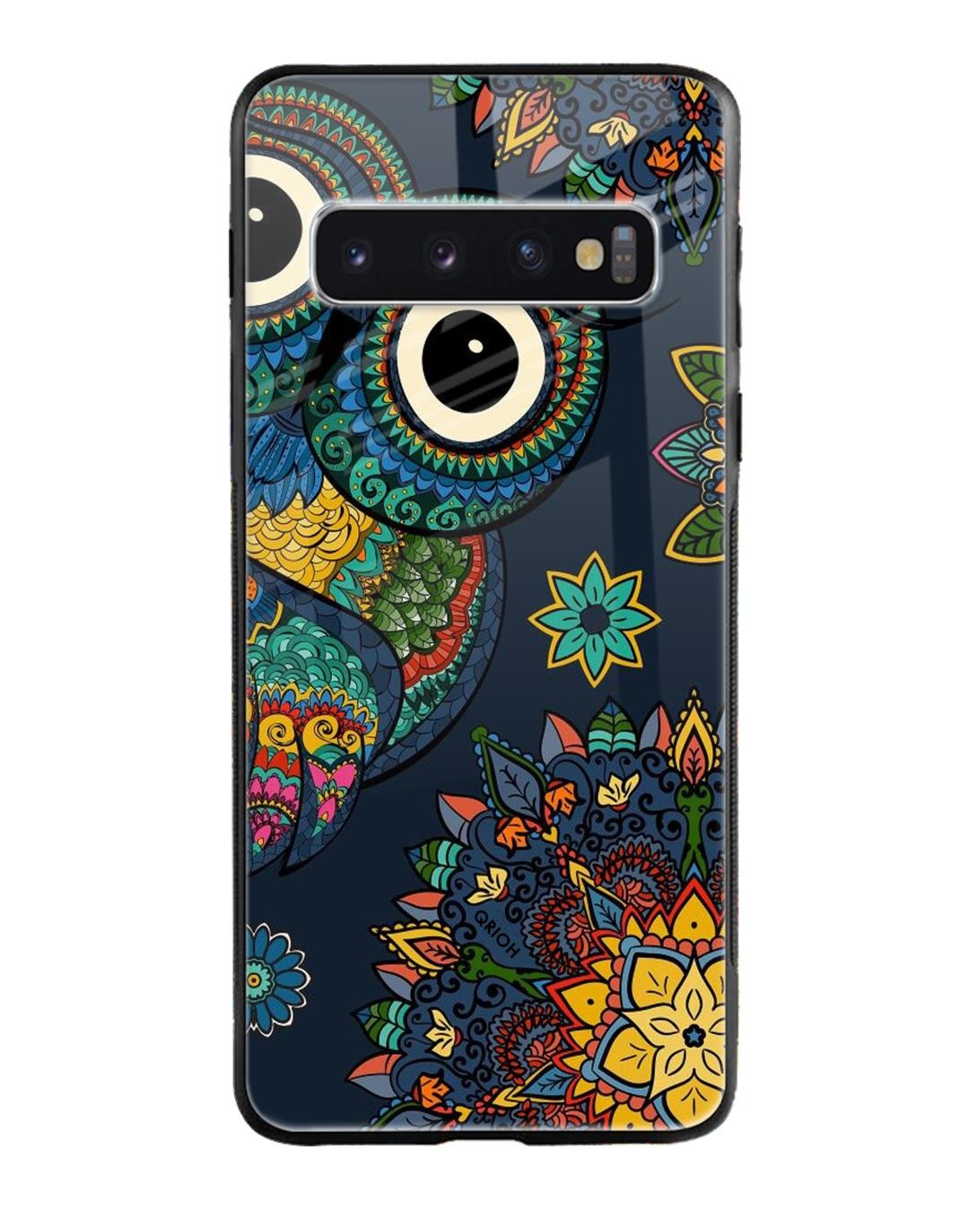Shop Owl Art Printed Premium Glass Cover For Samsung Galaxy S10(Impact Resistant, Matte Finish)-Front
