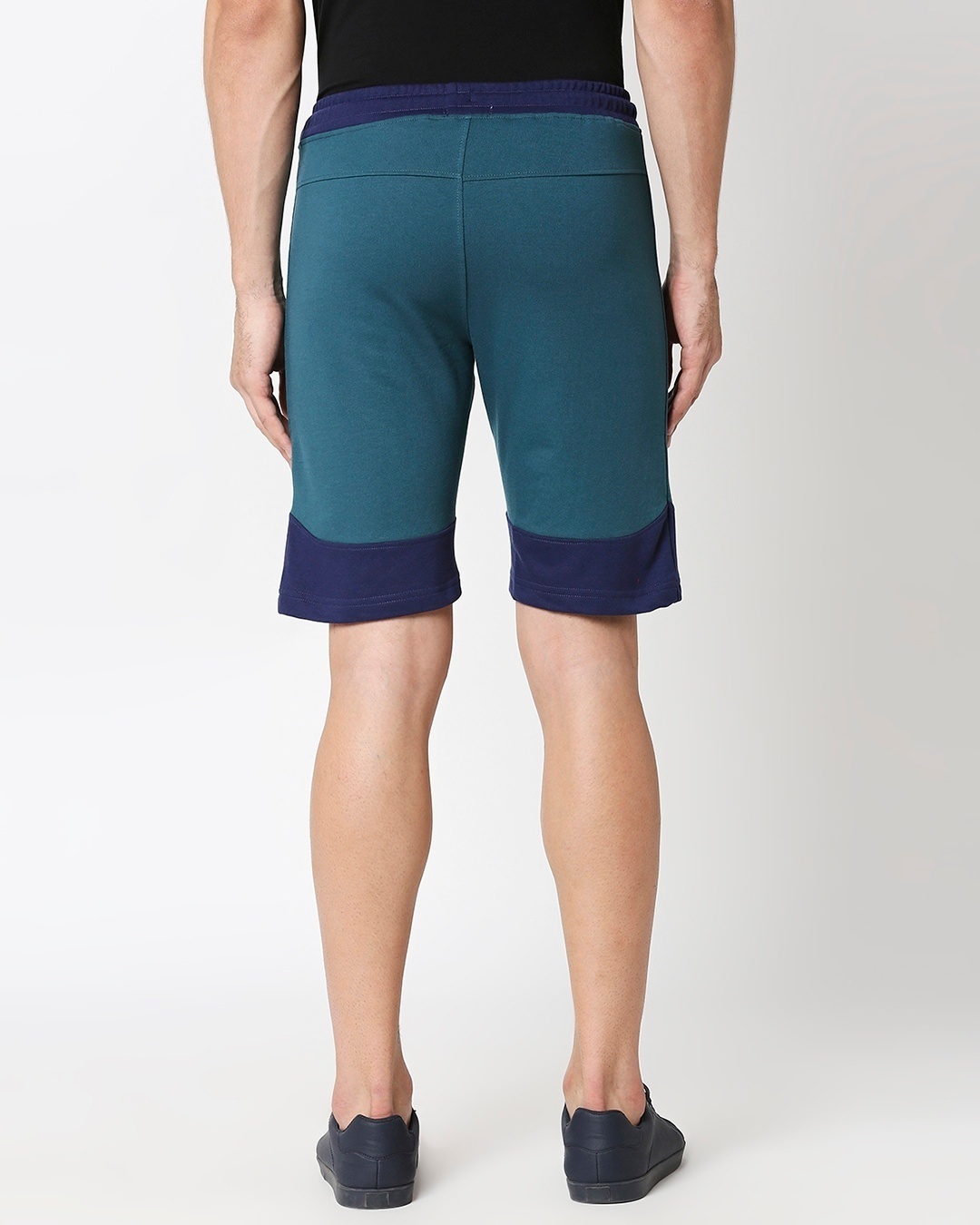 Shop Pageant Blue-Dazzling Blue Plain Fashion Collabs Zipper Shorts-Full