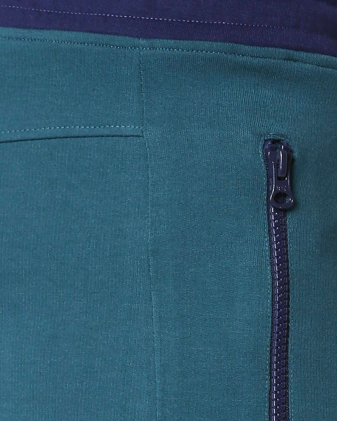 Shop Pageant Blue-Dazzling Blue Plain Fashion Collabs Zipper Shorts