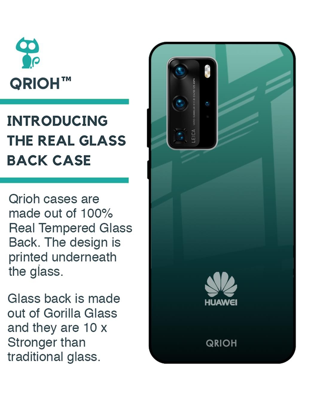 Shop Palm Green Premium Glass Cover For Huawei P40 Pro (Impact Resistant, Matte Finish)-Back