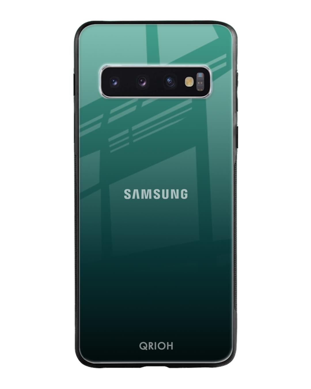 Shop Palm Green Premium Glass Cover For Samsung Galaxy S10(Impact Resistant, Matte Finish)-Back