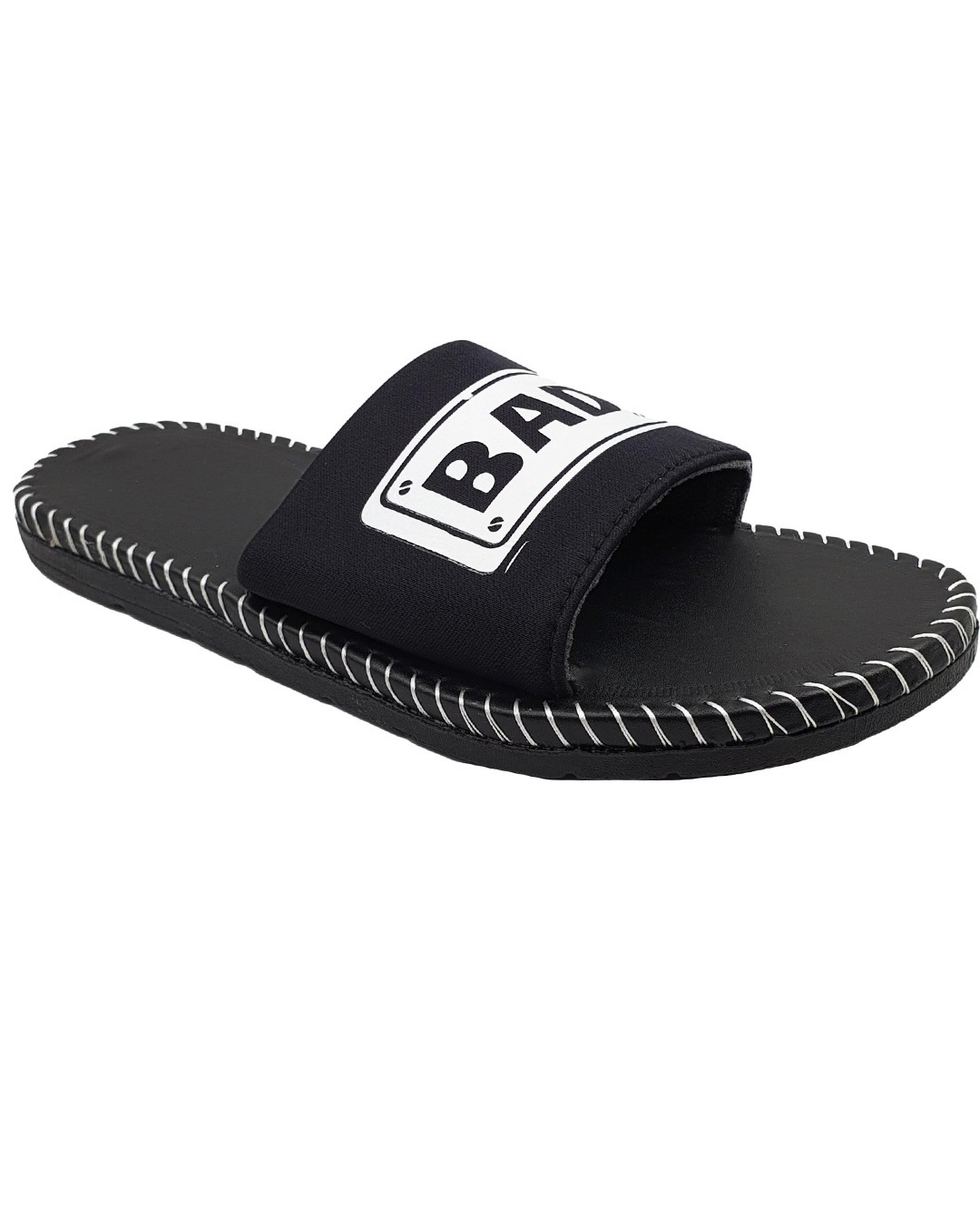 Shop Flat Badboy Black Slipper Flipflops Slides For Men