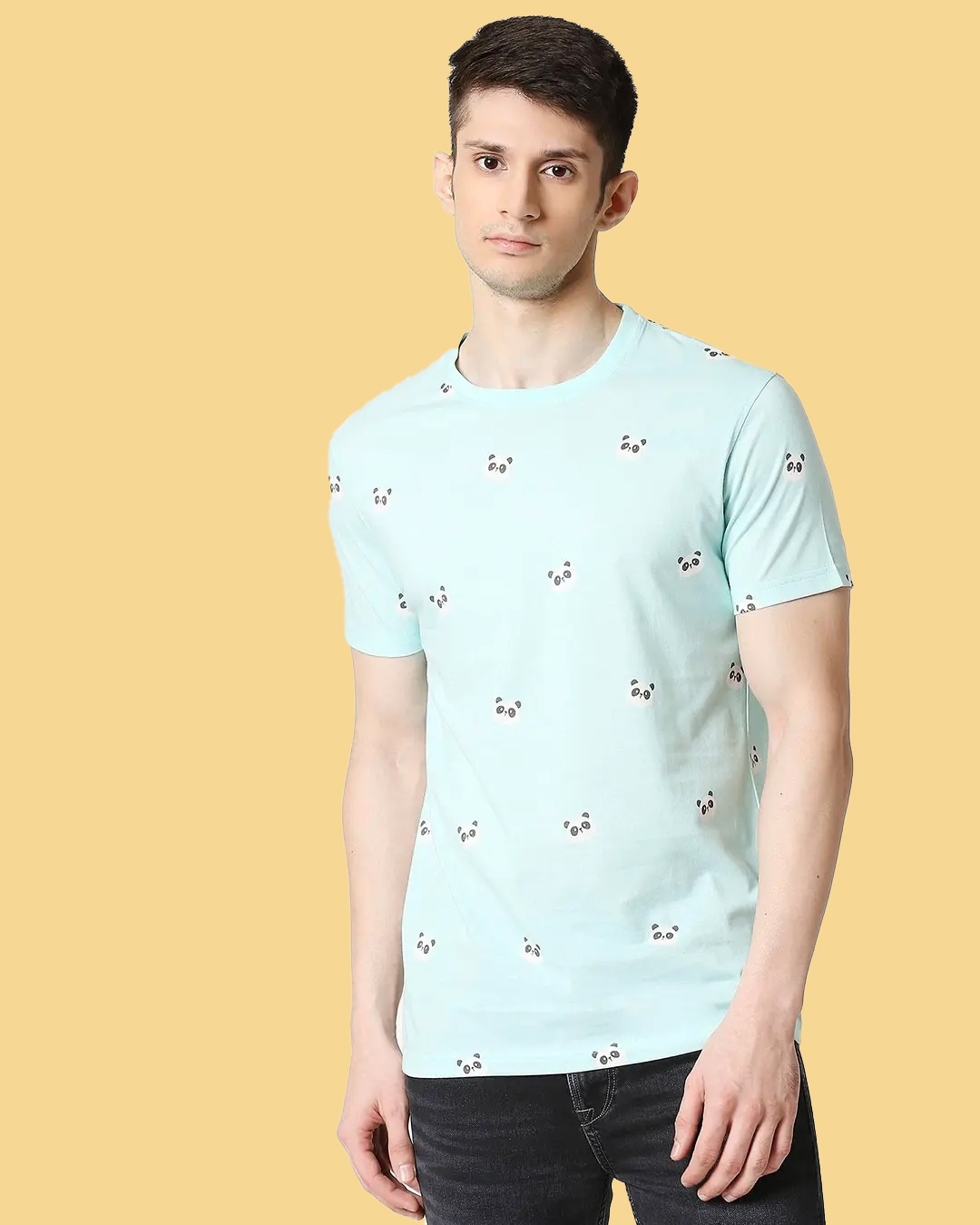 Shop Panda Fun AOP Half Sleeve T-Shirt-Front