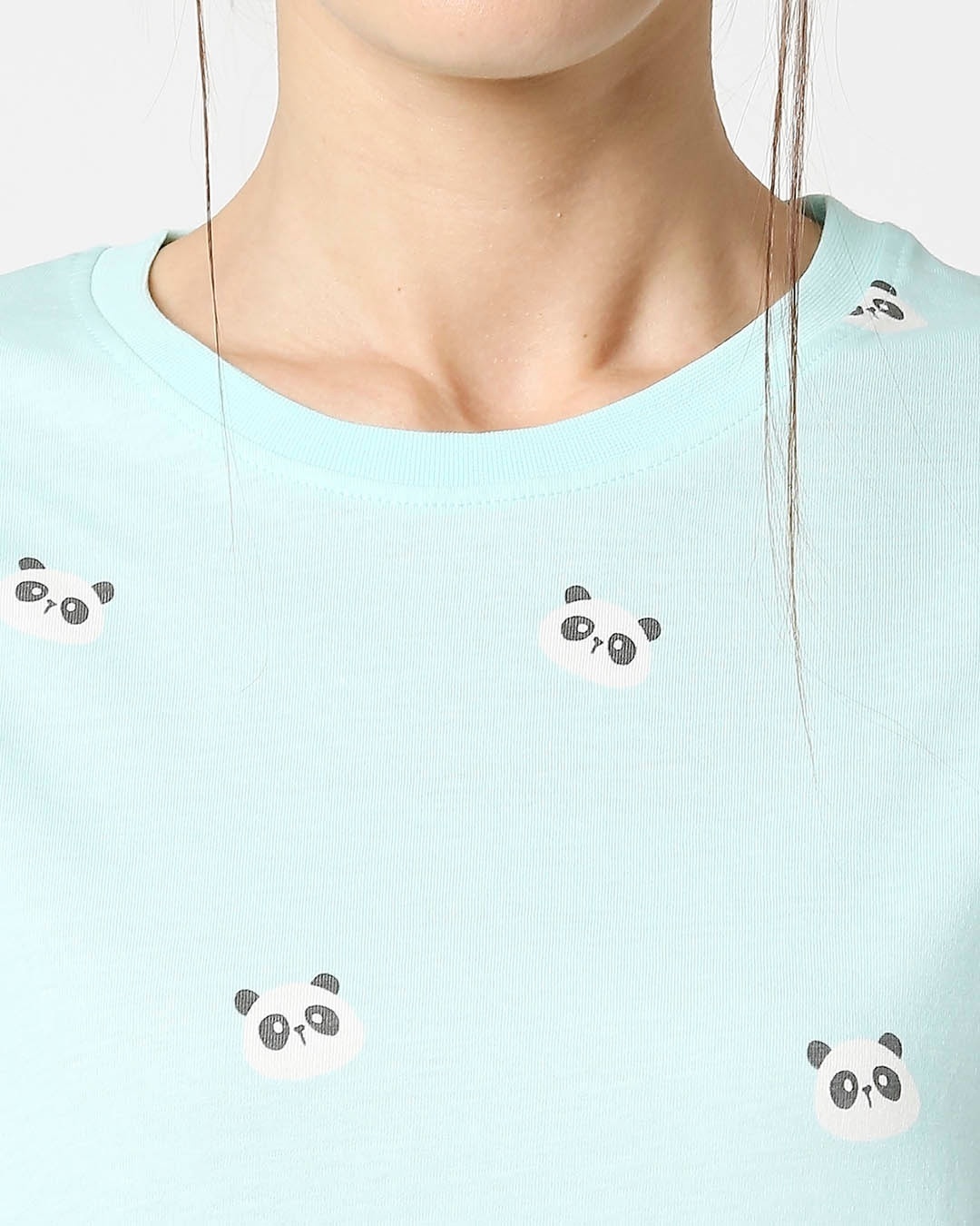 Shop Women's Sky Blue Panda Fun AOP Boyfriend T-shirt