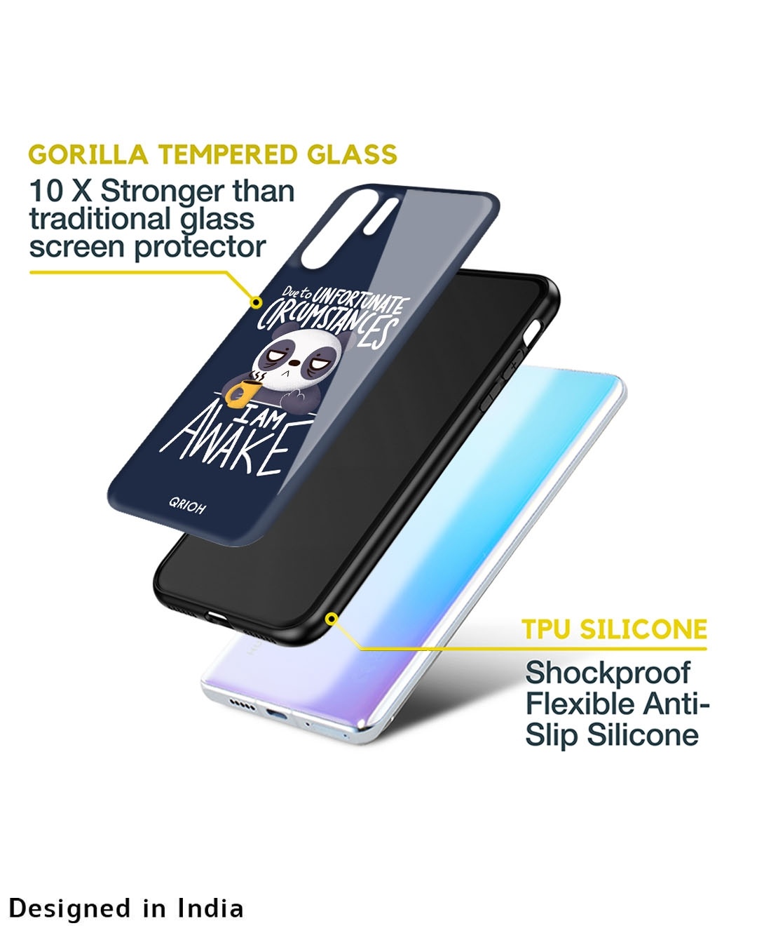 Shop Panda Typography Premium Glass Cover For  A13(Impact Resistant, Matte Finish)-Design