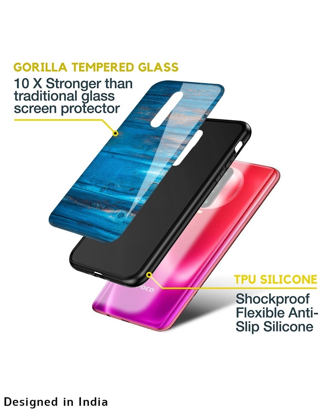 Shop Patina Finish Premium Glass Case for Poco M4 5G (Shock Proof, Scratch Resistant)-Design