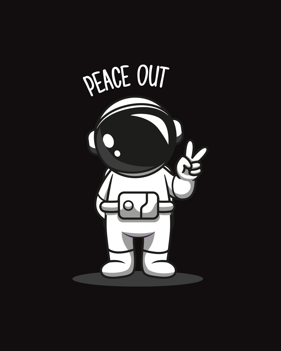 Shop Peace Out Astronaut Round Neck Vest Black