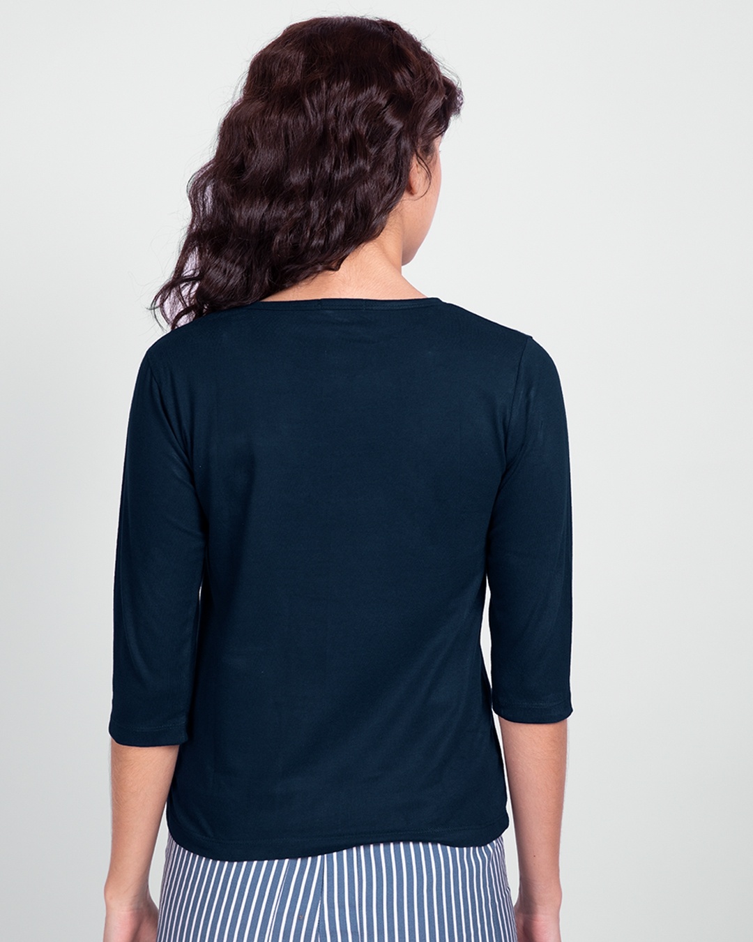 Shop Peek - A - Bros (DL) Women's Round Neck 3/4 Sleeve T-shirt-Back