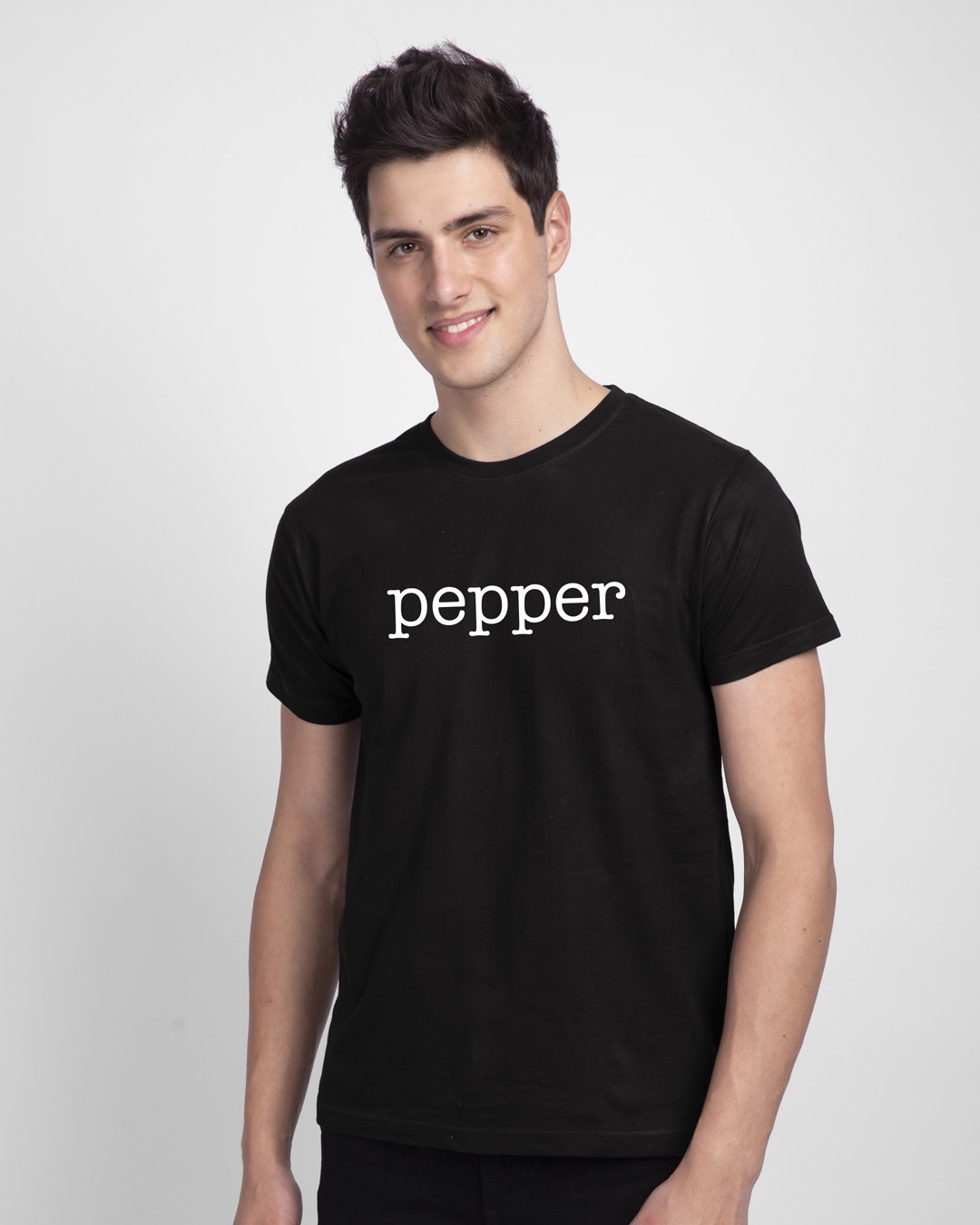 Shop Pepper Typo Half Sleeve T-Shirt-Front