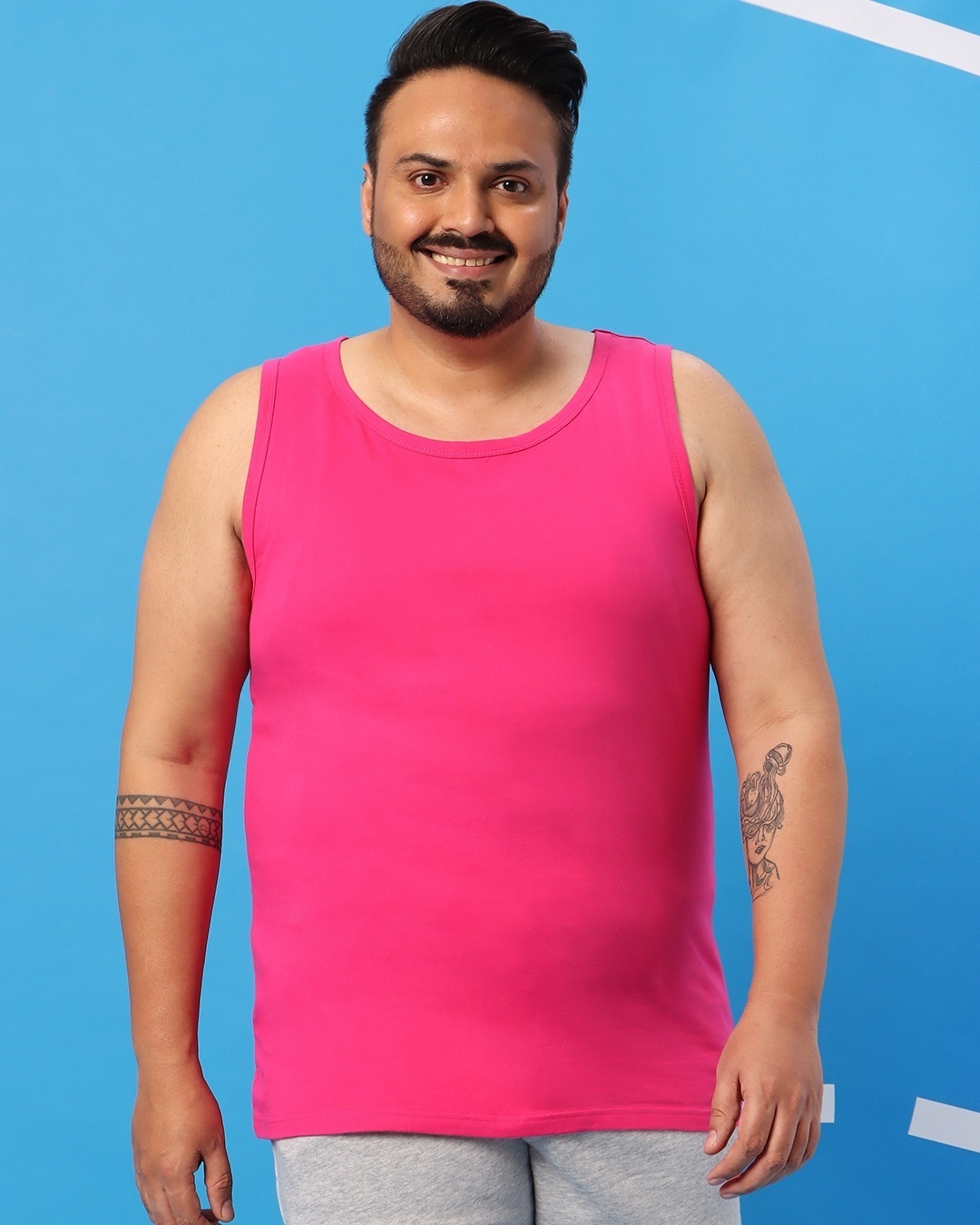 Shop Peppy Pink Plus Size Round Neck Vest