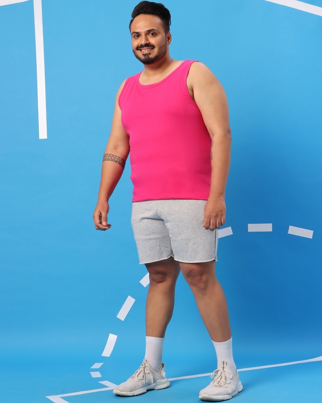 Shop Peppy Pink Plus Size Round Neck Vest-Full