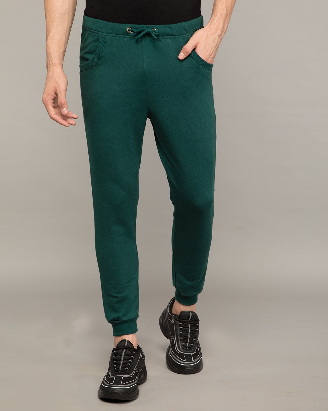 Shop Pine Green Round Pocket Joggers Pants-Front