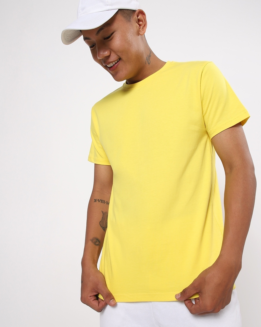 half sleeve t shirt with cap