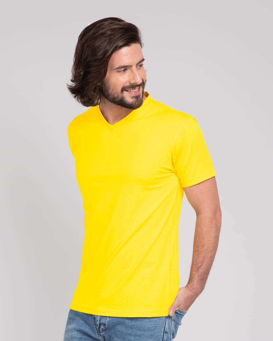 Shop Pineapple Yellow V-Neck T-Shirt-Back