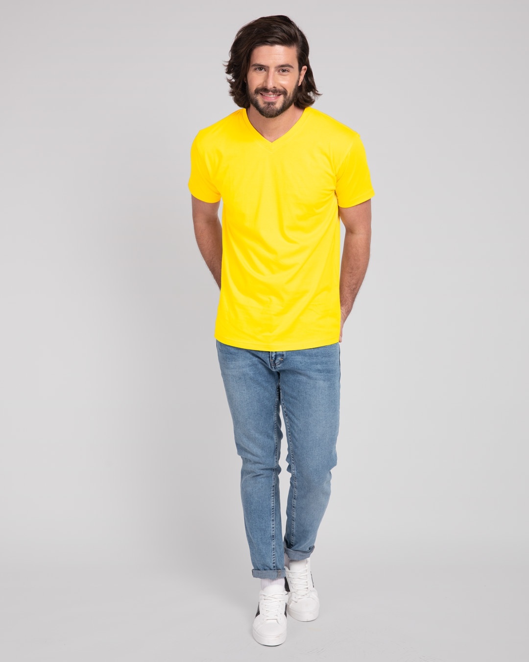 Shop Pineapple Yellow V-Neck T-Shirt-Full