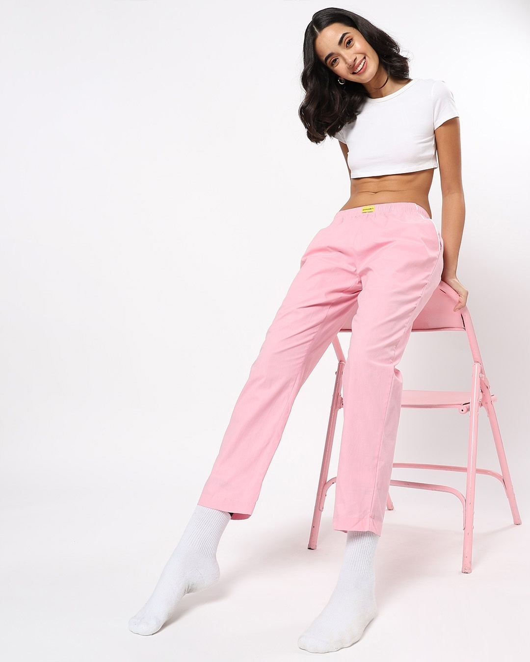 Shop Pink Carnation Plain Pyjama-Front