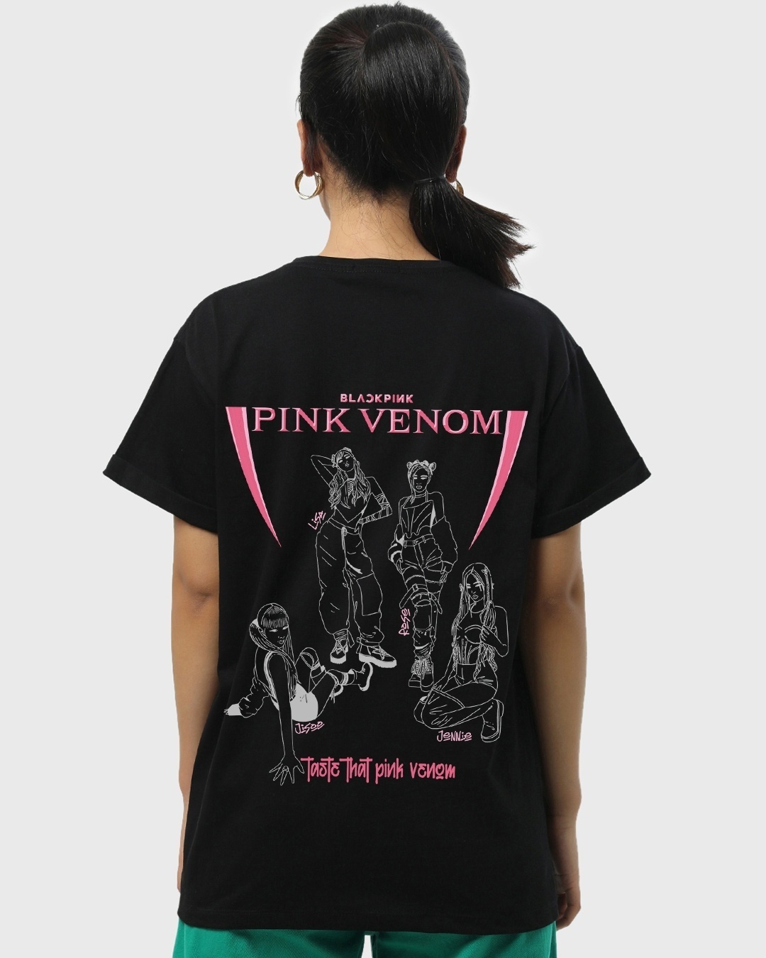 Shop Women's Black Pink Venom Graphic Printed Boyfriend T-shirt-Design