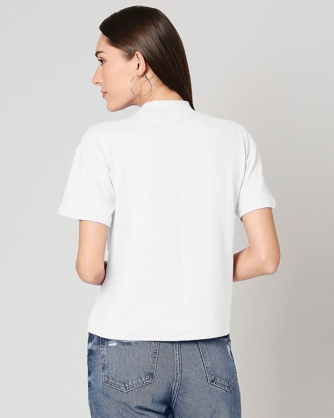 Shop Plain Half Sleeves Turtle Neck T-Shirt-Design