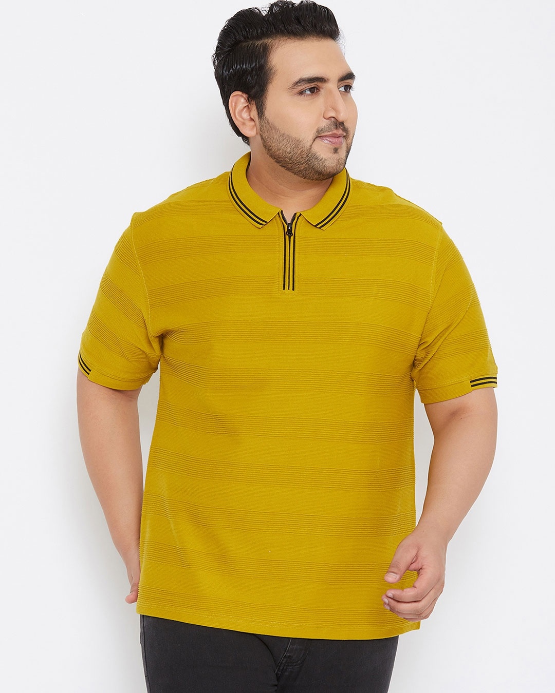 Shop Plus Size Men's Stylish Solid Half Sleeve Casual T-Shirt-Back
