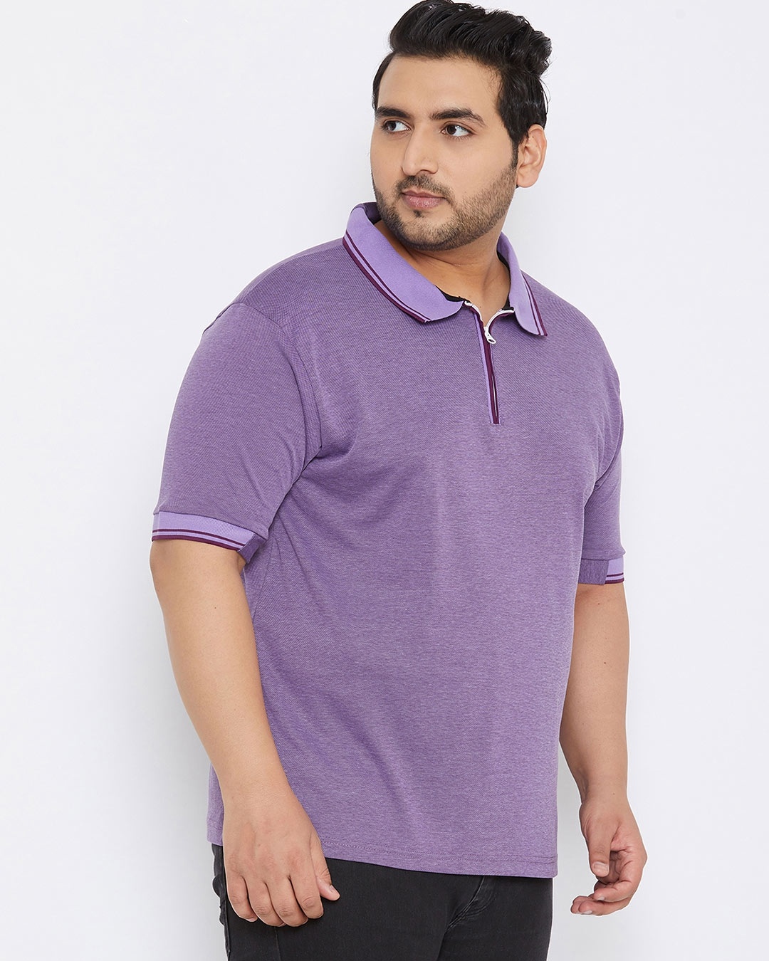 Shop Plus Size Men's Stylish Solid Half Sleeve Casual T-Shirt-Design