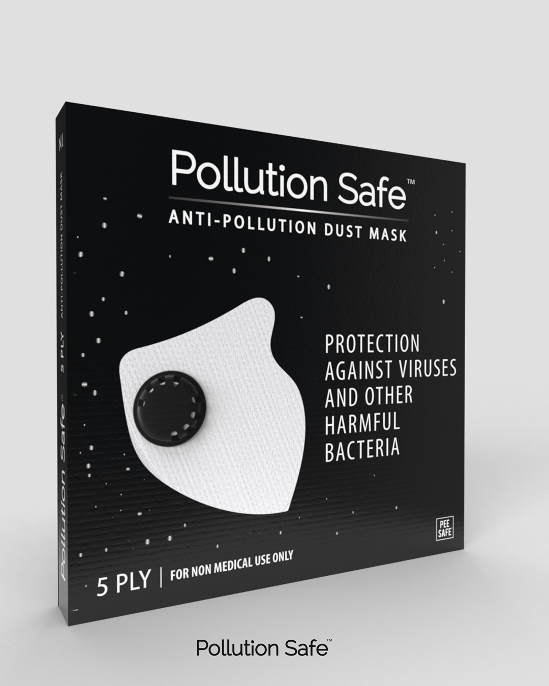 Shop Pollution Safe Reusable PM 2.5,5 Layered Filtration Anti Pollution and Anti Dust Mask Pack of 2-Back