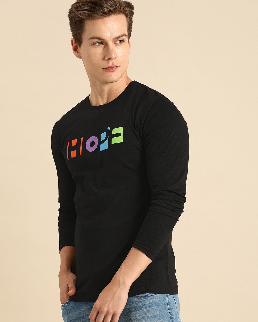 Shop Pop Hope Full Sleeve T-Shirt Black-Back