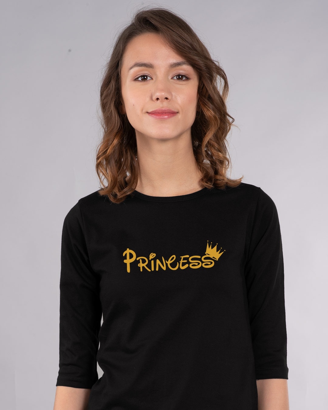 Shop Princess Girl Round Neck 3/4th Sleeve T-Shirt-Front