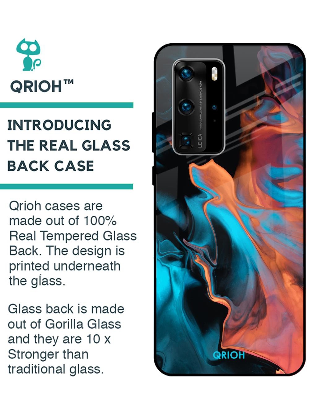 Shop Printed Premium Glass Cover For Huawei P40 Pro (Impact Resistant, Matte Finish)-Back