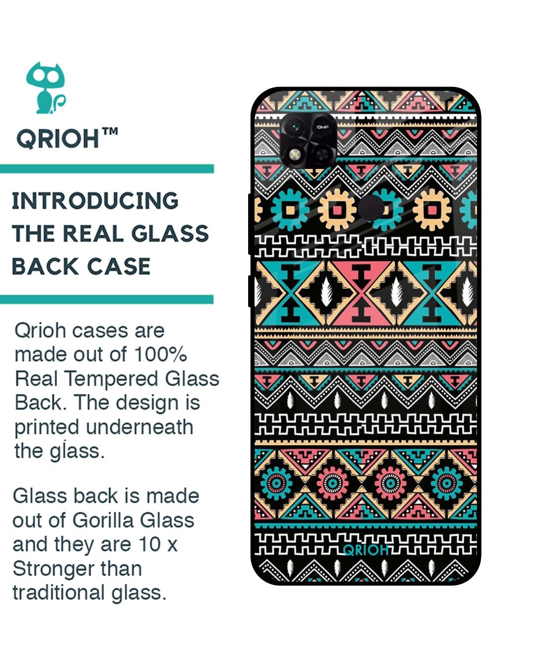 Shop Printed Premium Glass Cover For Redmi 10A (Impact Resistant, Matte Finish)-Back