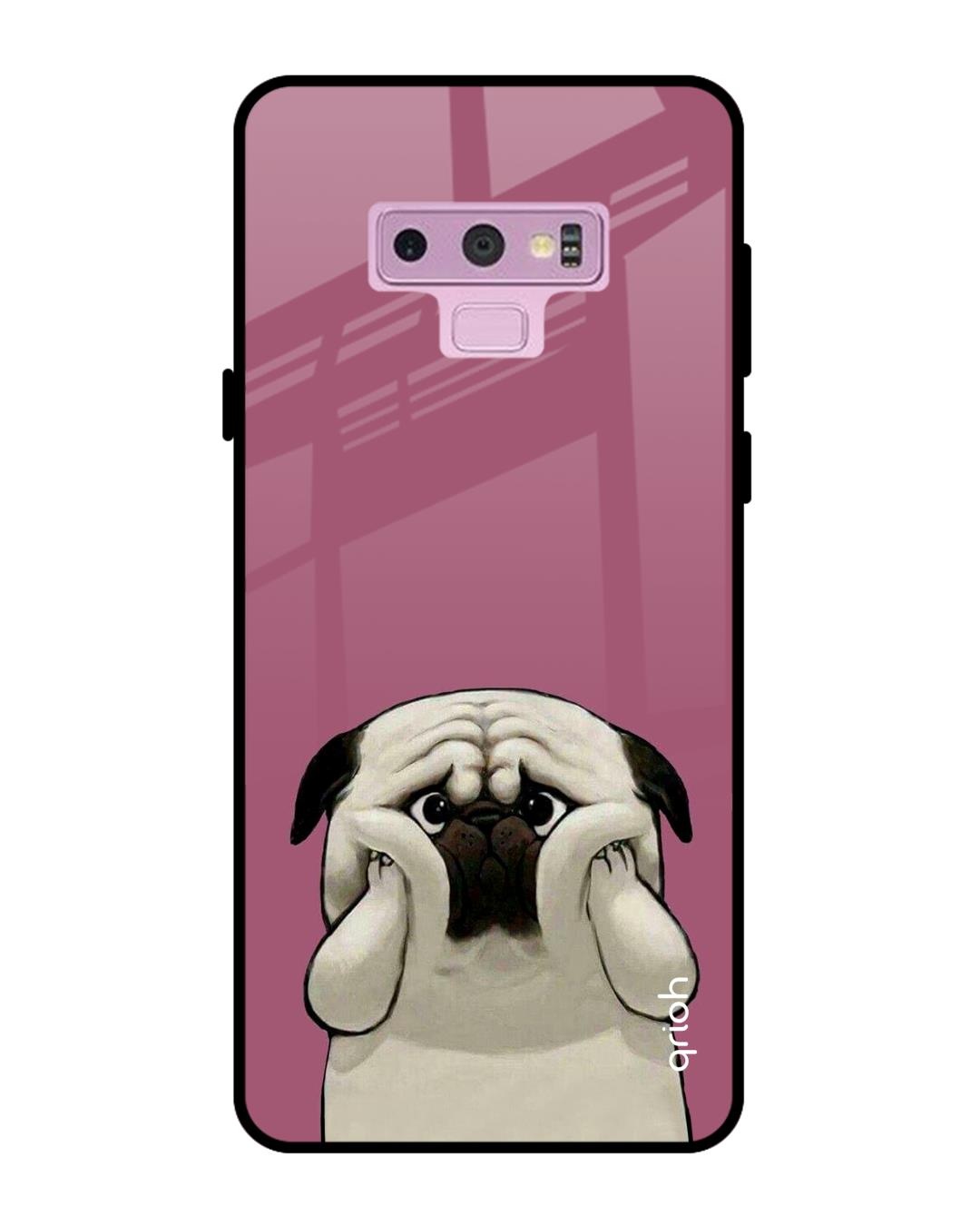 Shop Pug Face Printed Premium Glass Cover For Samsung Galaxy Note 9(Impact Resistant, Matte Finish)-Back