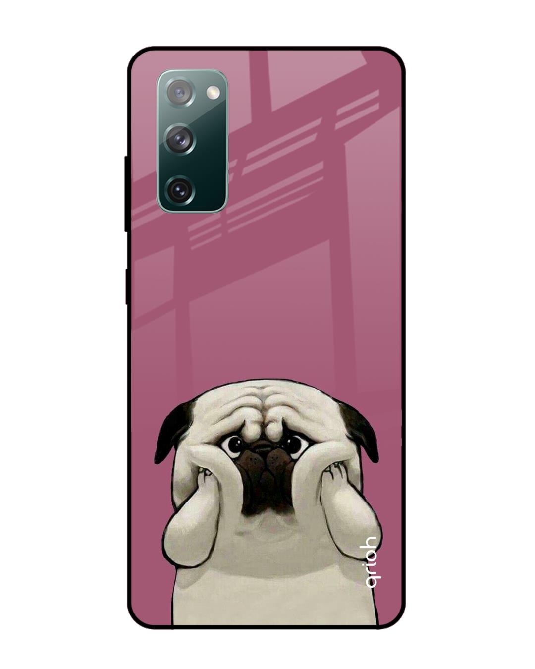 Shop Pug Face Printed Premium Glass Cover For Samsung Galaxy S20 FE(Impact Resistant, Matte Finish)-Front