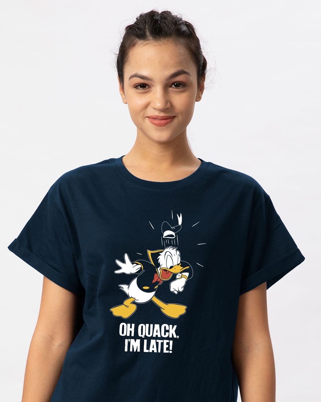 Shop Quack I'm Late Boyfriend T-Shirt (DL)-Front