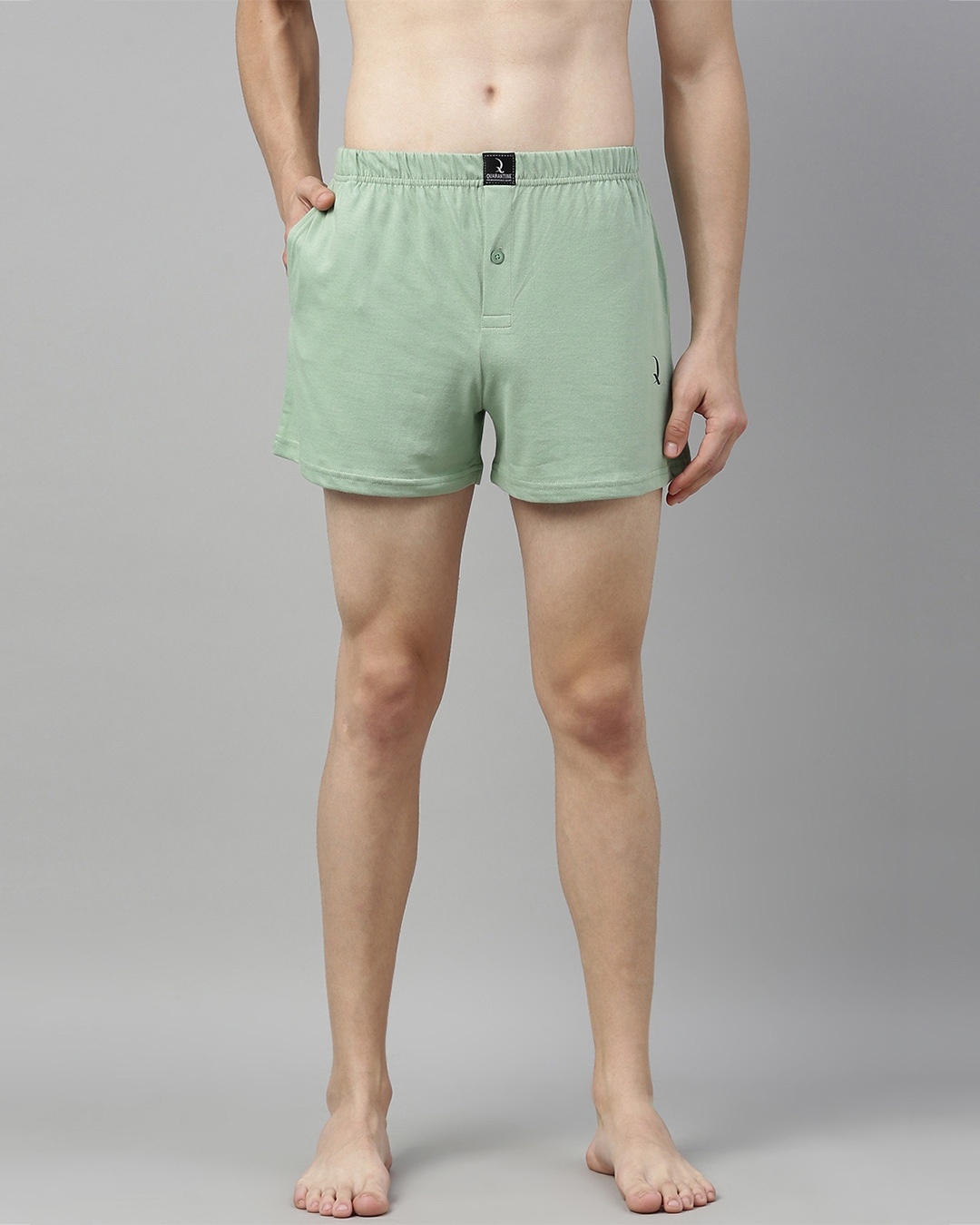 Shop Green Solid Boxer-Front