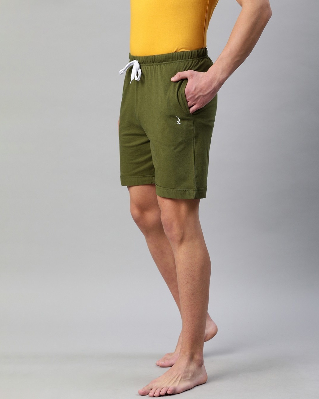 Shop Green Solid Shorts-Design